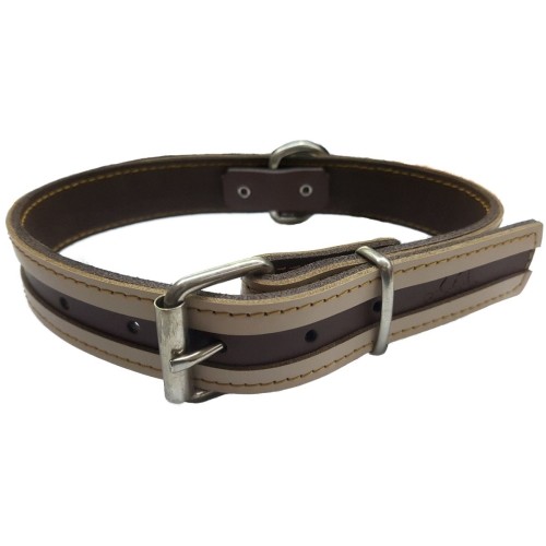 Collar De Perro De Cuero Rojo Y Negro
