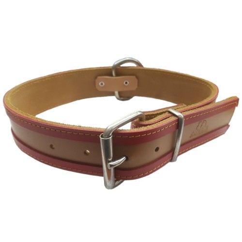 Collar De Perro De Cuero Rojo Y Negro