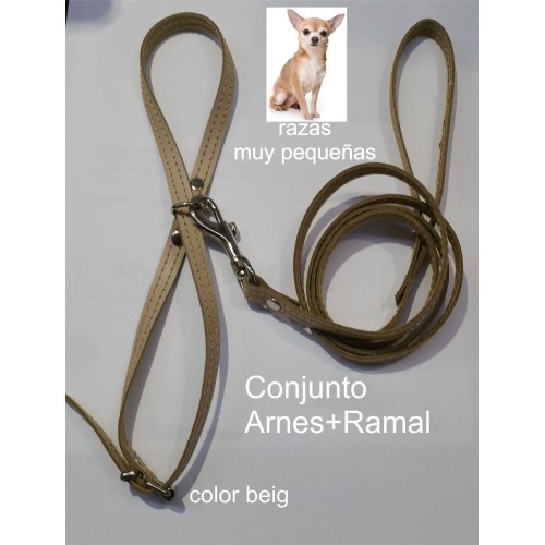 Arnés Y Amarre Para Razas Pequeñas Beige