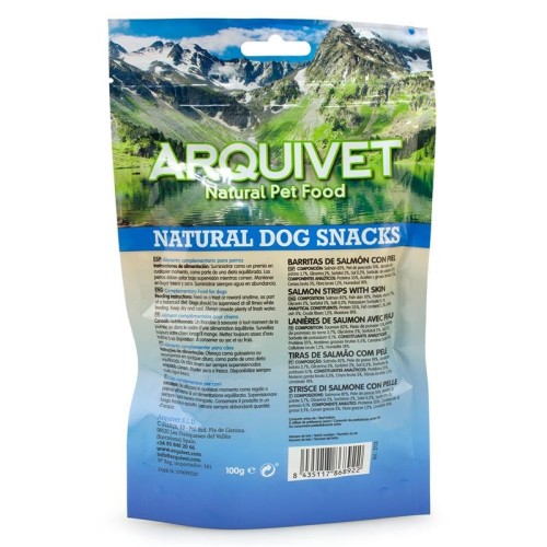 Snack Barritas De Salmon Con Piel 100 Gr. Arquivet - Deliciosa Golosina Natural para Perros