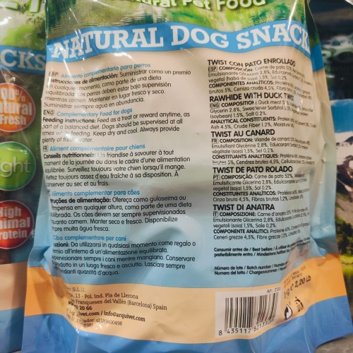 Snacks Twist Con Pato Enrollado 1 Kg para Perros
