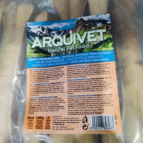 Pressed Rawhide Bones 26cm Bag of 5