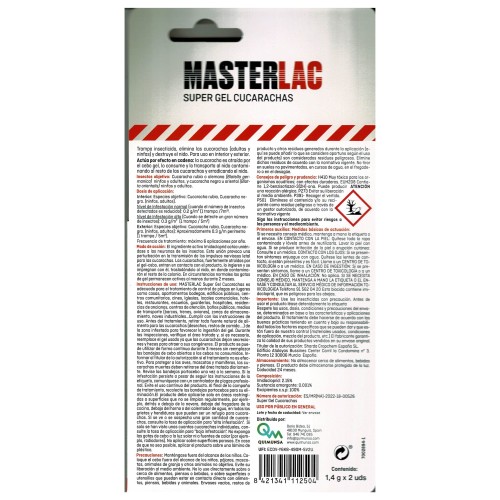 Masterlac Super Gel Trampa Cucarachas 2 X 1,4gr. Control de Insectos Efectivo
