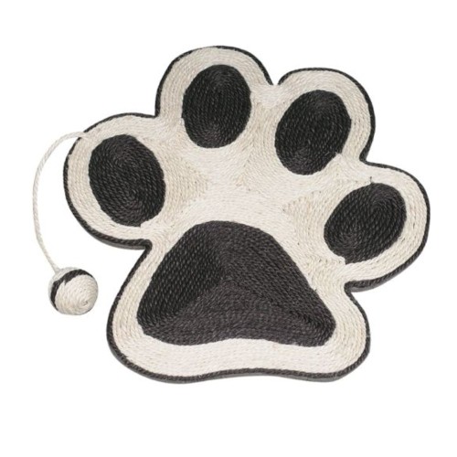 Black Paw Shape Scratcher with Mouse for Cats