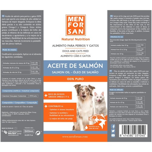 Salmon Oil 500ml - Essential for Dogs and Cats Health