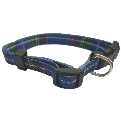 Collar de Nylon Escocés Azul 25 mm Longitud Ajustable Accesorio para Mascotas