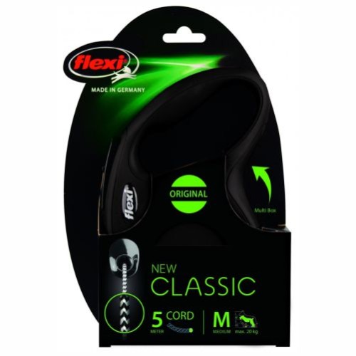 Flexi Nuevo Classic M Cordon 5 Mts Negro Correa para Perros