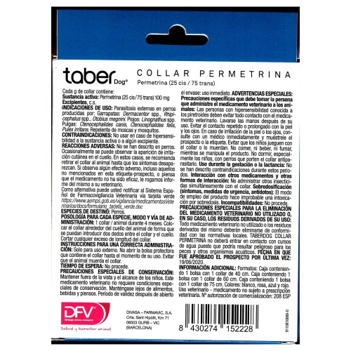 Taberdog Permethrin Dog Collar 60cm Blue