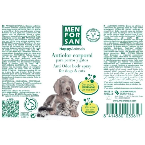 Menforsan Body Odor Eliminator Spray for Dogs 60ml