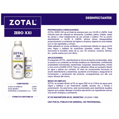 Desinfectante Zotal Zero Limón 1 Litro