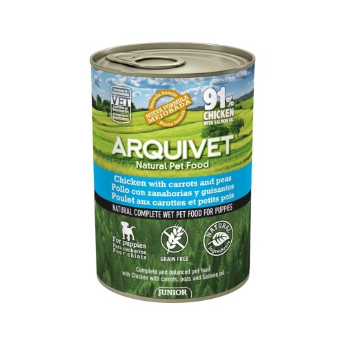 Lata Junior Pollo Zanahorias Guisantes Aceite de Salmón