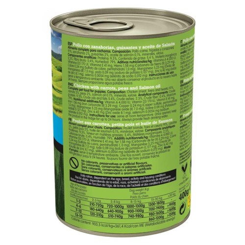 Lata Junior Pollo Zanahorias Guisantes Aceite de Salmón