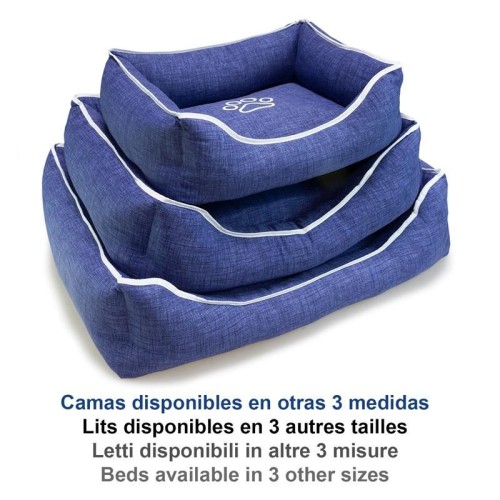 Cama Cuadrada Azul para Mascotas 85x68x21 cm
