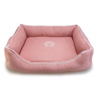 Cama Cuadrada Rosa Con Huella Y Ribete 85x68x21cm