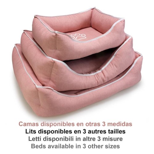 Cama Cuadrada Rosa Con Huella Y Ribete 85x68x21cm