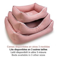 Cama Cuadrada Rosa Con Huella Y Ribete 85x68x21cm