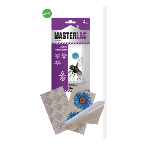 Masterlac Adhesivo Insecticida Ventanas 4 Uds para Control Eficaz de Plagas en Casa