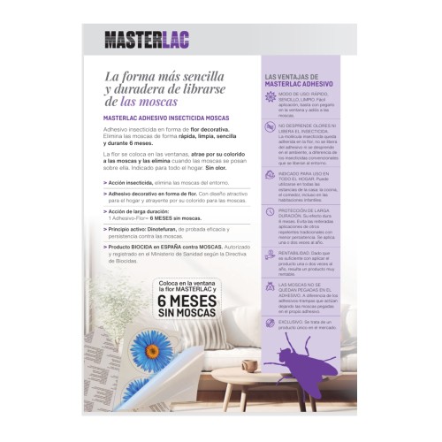 Masterlac Adhesivo Insecticida Ventanas 4 Uds para Control Eficaz de Plagas en Casa