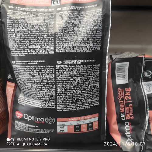 Optima Nova Cat Adult Salmón Patata 2 Kg - Comida Premium para Gatos