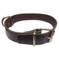 Brown Leather Chrome Flower Collar 35x1.5cm