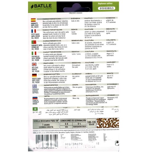 Semillas de Rábano Datil Rojo Batlle