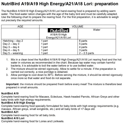 Nutribird A19 3 Kg. Versele-laga