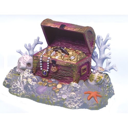 Treasure Chest on Reef Rock - Aquarium Decor