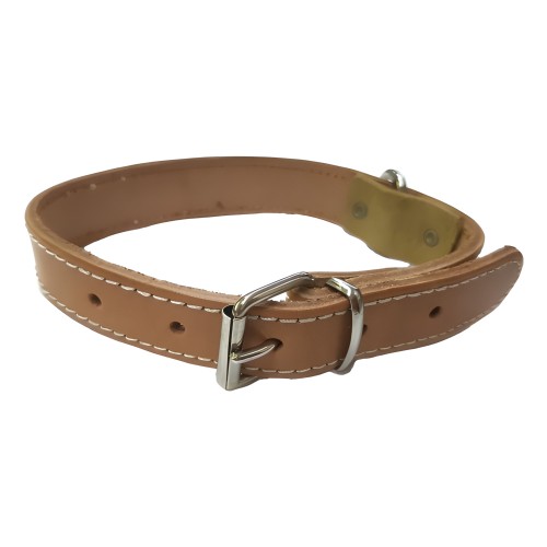 Double Vaqueta Leather Dog Collar