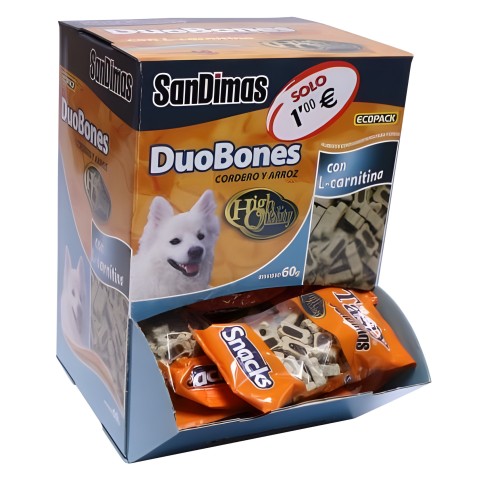 Duobones Cordero y Arroz 60 Gr. Caja de 40 - Deliciosas Golosinas para Perros