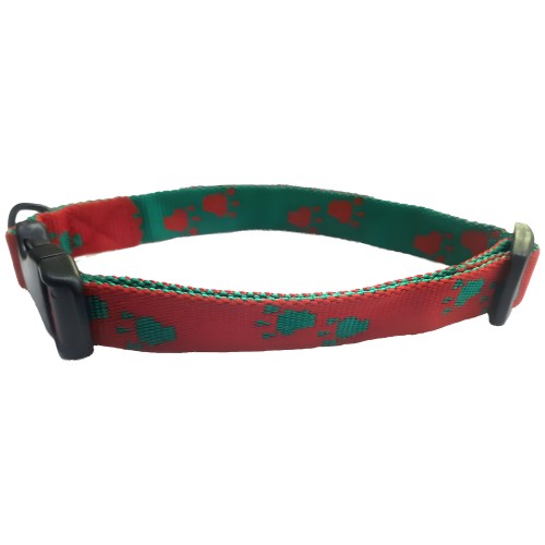 Collar Huellas Verde/Rojo