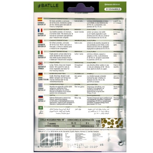 Espinaca Butterflay Sobre - Jardinería Nutritiva