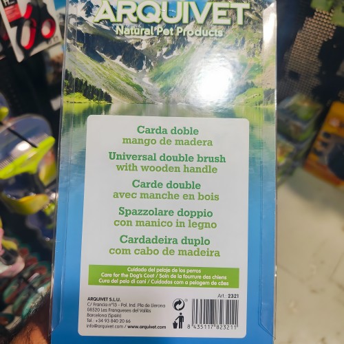 Carda Doble Arquivet con Mango de Madera - Perfecta para Perros