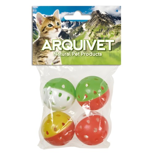 Pelota Cascabel 4,5 Cm - Bolsa de 4 Uds. para Diversión en el Juego de Gatos