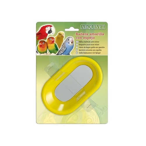 Yellow Bird Bath with Mirror