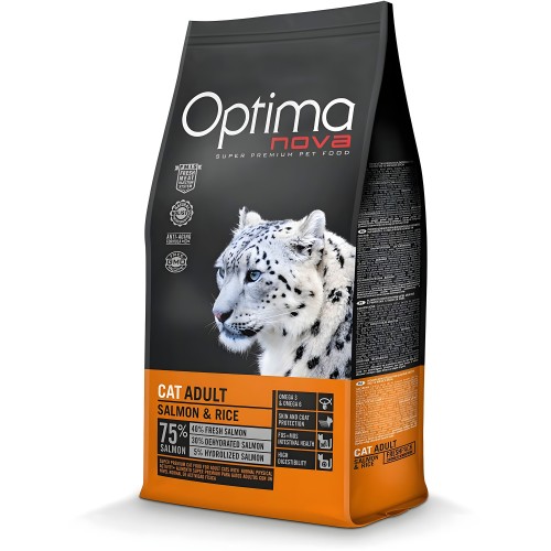 Comida para Gatos Adultos Optima Nova con Salmón y Arroz 2 Kg
