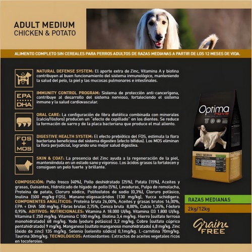 Optima Nova Adult Medium Chicken Potato Dog Food