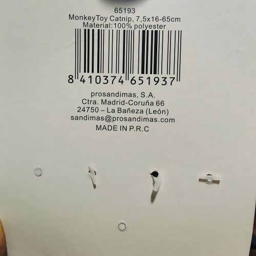 Juguete Mono con Catnip - Pet Toys