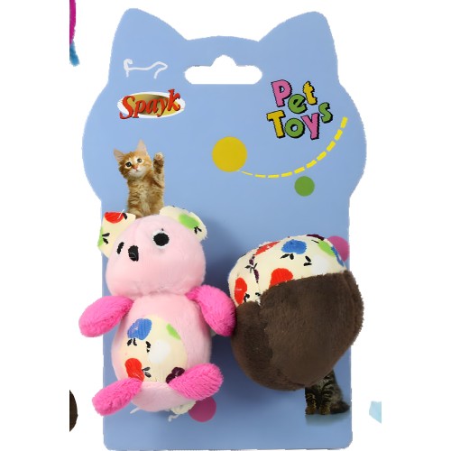 Set de Juguetes Ardilla y Bellota Catnip 8cm de Pet Toys