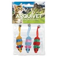 3 Assorted Color Mice Cat Toys