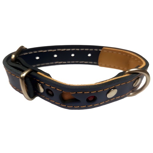 Stylish Black Leather Dog Collar