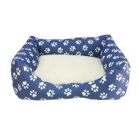 Blue Paw Print Square Dog Bed