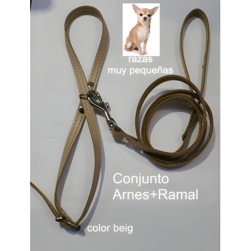 Conjunto de Arnés y Ramal de Cuero Rojo para Razas Pequeñas de Mabel