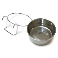 Comedero Loro Inox. 8cm.con Gancho