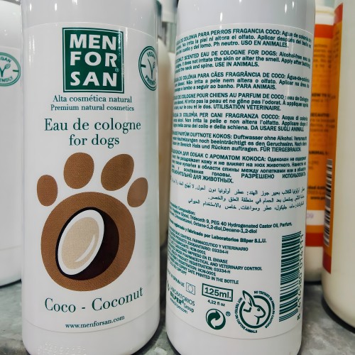 Agua de Colonia Coco para Perros Menforsan 125ml - Aroma Refrescante