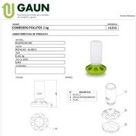 Comedero Pollitos 1 Kg de Gaun - Duradero y Fácil de Usar
