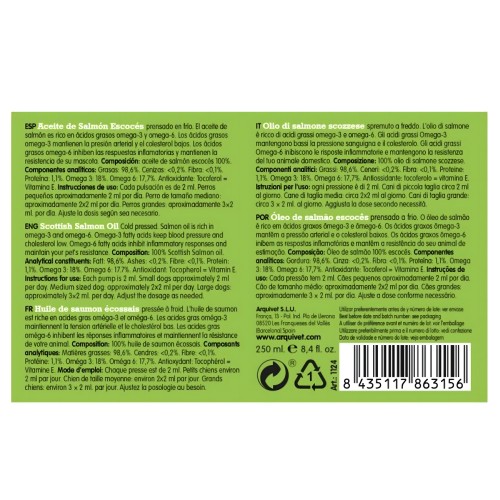 Aceite De Salmon 250ml. Arquivet