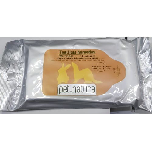 Toallitas Húmedas Pet Natura para Roedores y Hurones - 24 Unidades