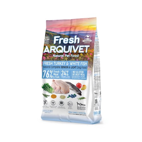 Arquivet Fresh Senior Light Turkey & White Fish 2.5kg - Healthy Dog Food
