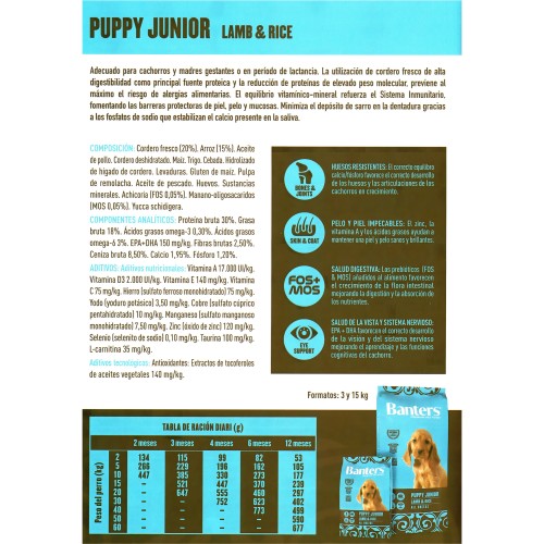 Banters Dog Puppy Lamb & Rice 15 Kg - Premium Puppy Food