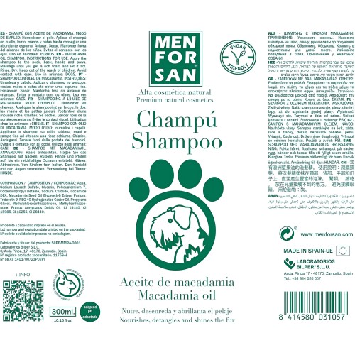 Menforsan Macadamia Oil Dog Shampoo 300ml